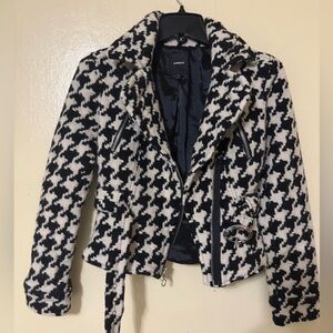 Express Houndstooth Black and White Jacket